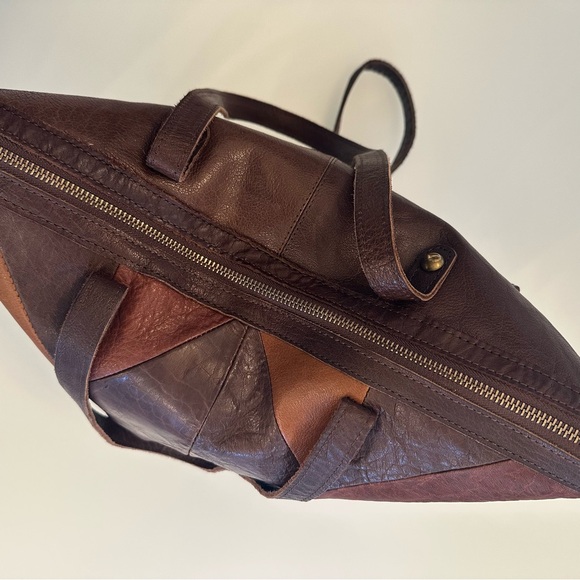 Lucky Brand | Brown Leather Patchwork Crossbody / Tote Bag - Picture 7 of 16